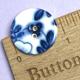 Indigo / White 7/8"-15/16" Round "Summer Night" Porcelain Button