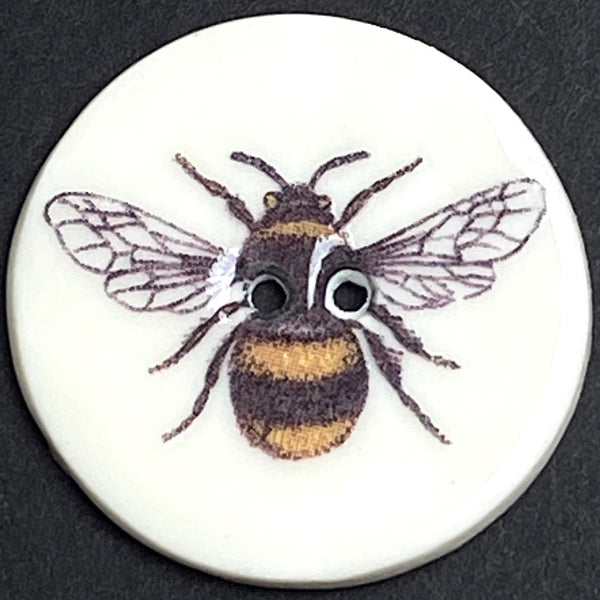 Honey Bee Porcelain Button - 1-1/8"