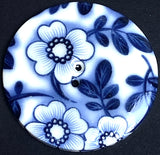 SALE, Indigo / White 1-1/2" Large Round "Summer Night" 2-Hole Porcelain Button