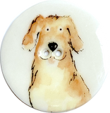SALE, Labrador Dog Porcelain Button - 1-1/2" Handmade Yellow Lab