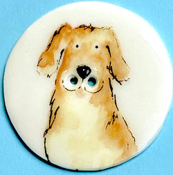 SALE, Labrador Dog Porcelain Button - 1-1/2" Handmade Yellow Lab