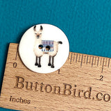 Llama Artisan Porcelain Button, 1-1/8" to 1-3/16"Round 2 hole, by Kate Holliday; Alpaca?