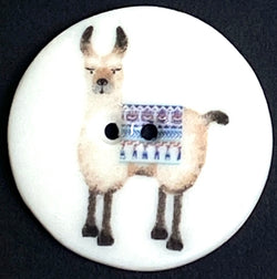 Llama Artisan Porcelain Button, 1-1/8" to 1-3/16"Round 2 hole, by Kate Holliday; Alpaca?