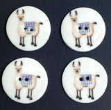 Llama Artisan Porcelain Button, 1-1/8" to 1-3/16"Round 2 hole, by Kate Holliday; Alpaca?