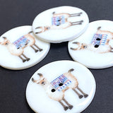 Llama Artisan Porcelain Button, 1-1/8" to 1-3/16"Round 2 hole, by Kate Holliday; Alpaca?