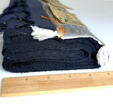 Vintage Midnight Dark Blue Handwoven Tsumugi Silk. Still Tied Whole Bolt, 22 yards 15" wide. #130