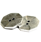 Hexagon Danforth Pewter Button, 3/4" Two Holes, USA Made, #FJ-177