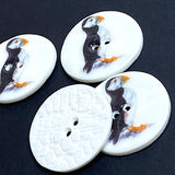 SALE, Puffin Porcelain Button 1-1/8" -1-3/16" 2-hole, Handmade