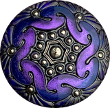 Purple/Indigo/Black Handpainted Czech Glass Button 1", Susan Clarke #SC-283-B