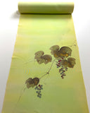Hand Painted Grapes, Full 13-Yard BOLT, Greens To Yellows Blended Bokashi Chirimen Crepe Vintage Tsukesage Kimono Silk from Japan  #131