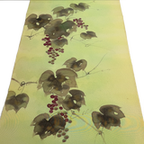 Hand Painted Grapes, Full 13-Yard BOLT, Greens To Yellows Blended Bokashi Chirimen Crepe Vintage Tsukesage Kimono Silk from Japan  #131