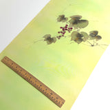 Hand Painted Grapes, Full 13-Yard BOLT, Greens To Yellows Blended Bokashi Chirimen Crepe Vintage Tsukesage Kimono Silk from Japan  #131