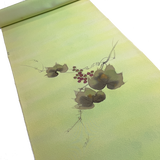 Hand Painted Grapes, Full 13-Yard BOLT, Greens To Yellows Blended Bokashi Chirimen Crepe Vintage Tsukesage Kimono Silk from Japan  #131