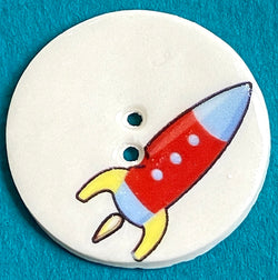 Porcelain Rocket Button 1-1/8" 2 Hole Artisan Made