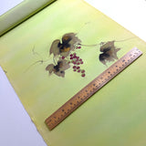 Hand Painted Grapes, Full 13-Yard BOLT, Greens To Yellows Blended Bokashi Chirimen Crepe Vintage Tsukesage Kimono Silk from Japan  #131