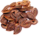PACK OF 30 Copper Leaf Buttons, 3/4" Metal with Tiny Cut-Outs, Shank Back, #SC-1339