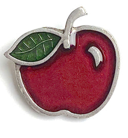Apple Button from Danforth Pewter, 7/8" Red and Green #FJ-154