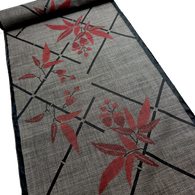 Bamboo Leaves Handwoven Oshima Tsumugi Vintage Kimono Silk from Japan By the Yard #133