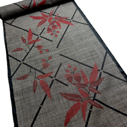 Bamboo Leaves Handwoven Oshima Tsumugi Vintage Kimono Silk from Japan By the Yard #133
