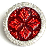 Red Leaf Medallion Leaves Button from Danforth Pewter, 3/4"  #FJ-156