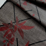 Bamboo Leaves Handwoven Oshima Tsumugi Vintage Kimono Silk from Japan By the Yard #133