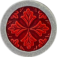 New Markdown, Red Leaf Medallion Leaves Button from Danforth Pewter, 3/4"  #FJ-156