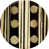 SALE, Bamboo Dots/Stripes, Black/Natural Bamboo Tan 1-3/16" Button #SK-665