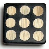 Nine Bamboo Dots, Black/Natural  "Domino" Square Button Larger Size, 1-3/16" #SK-664