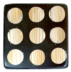 Nine Bamboo Dots, Black/Natural  "Domino" Square Button Larger Size, 1-3/16" #SK-664
