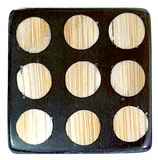 Nine Bamboo Dots, Black/Natural  "Domino" Square Button Larger Size, 1-3/16" #SK-664