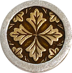 Leaf Medallion Button with Citrus Gold, from Danforth Pewter, 13/16"  #FJ-160