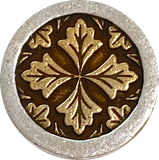 Leaf Medallion Button with Citrus Gold, from Danforth Pewter, 13/16"  #FJ-160