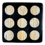 Nine Bamboo Dots, Black/Natural "Domino" Square Button Smaller Size, 15/16" #SK-663