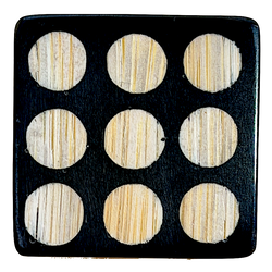 Nine Bamboo Dots, Black/Natural "Domino" Square Button Smaller Size, 15/16" #SK-663