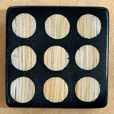 Nine Bamboo Dots, Black/Natural  "Domino" Square Button Larger Size, 1-3/16" #SK-664