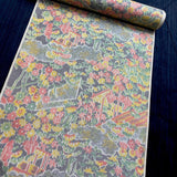 SALE, Oshima Dream Misty Gardens Ikat with Black, Vintage Japanese Kimono Silk By the Yard  #227