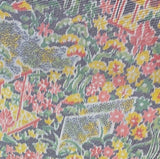 SALE, Oshima Dream Misty Gardens Ikat with Black, Vintage Japanese Kimono Silk By the Yard  #227
