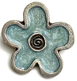 Blue Flower Button from Danforth Pewter, 3/4"  #FJ-163