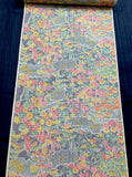 SALE, Oshima Dream Misty Gardens Ikat with Black, Vintage Japanese Kimono Silk By the Yard  #227