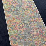 SALE, Oshima Dream Misty Gardens Ikat with Black, Vintage Japanese Kimono Silk By the Yard  #227
