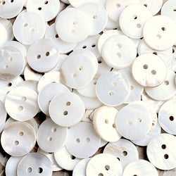 White 9/16" Two-Hole River Shell Buttons, 14mm, Pack of 80  # LP-67-80