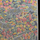 SALE, Oshima Dream Misty Gardens Ikat with Black, Vintage Japanese Kimono Silk By the Yard  #227