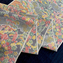 SALE, Oshima Dream Misty Gardens Ikat with Black, Vintage Japanese Kimono Silk By the Yard  #227
