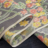 SALE, Oshima Dream Misty Gardens Ikat with Black, Vintage Japanese Kimono Silk By the Yard  #227