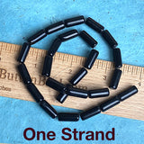 New Markdown, Black Obsidian Cylinder Beads, 15mm x 6mm, 9/16"- 5/8", Strand of 24 Beads  #LP-30