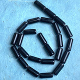 New Markdown, Black Obsidian Cylinder Beads, 15mm x 6mm, 9/16"- 5/8", Strand of 24 Beads  #LP-30