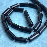 New Markdown, Black Obsidian Cylinder Beads, 15mm x 6mm, 9/16"- 5/8", Strand of 24 Beads  #LP-30