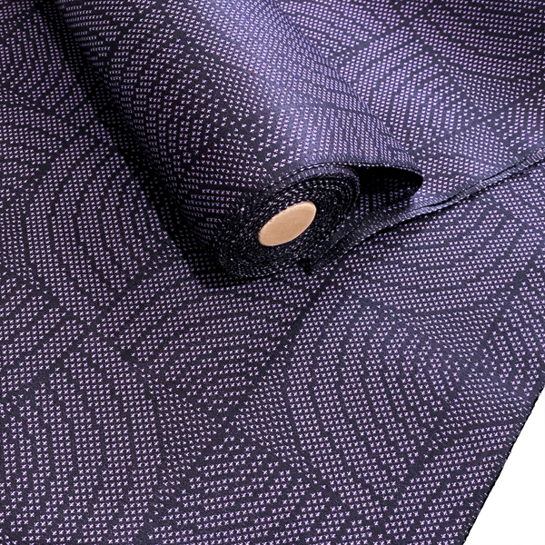Last of This, Wave Windows Purple/Black Vintage Kimono Silk from Japan By the Yard   #318