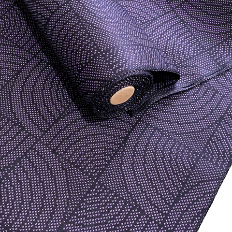 Last of This, Wave Windows Purple/Black Vintage Kimono Silk from Japan By the Yard   #318