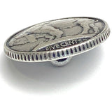 SIX Buffalo REPLICA Nickel Button Silver Metal 13/16" / 20mm, Shank Back